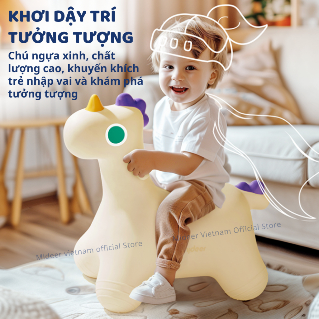 Thú Nhún Bơm Hơi Cho Bé Màu Xanh Mideer Joy Bounce Jumper Pony 18m+