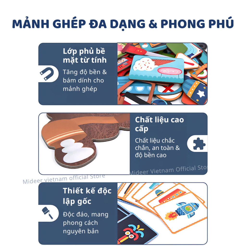 Đồ Chơi Xếp Hình Nam Châm Sáng Tạo Chủ Đề Phương Tiện Mideer Magnetic Game 3+