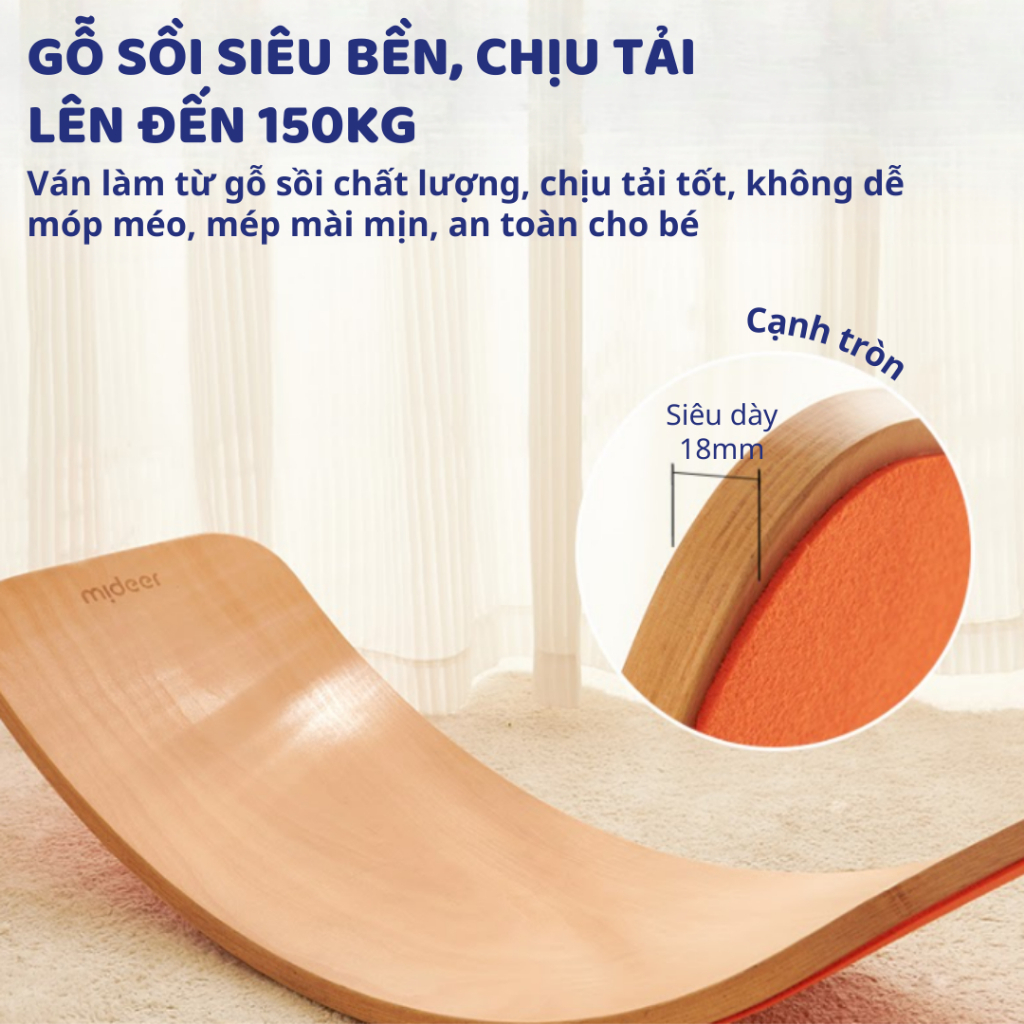 Ván Thăng Bằng Gỗ Cho Bé Mideer Wobble Balance Board 18m+