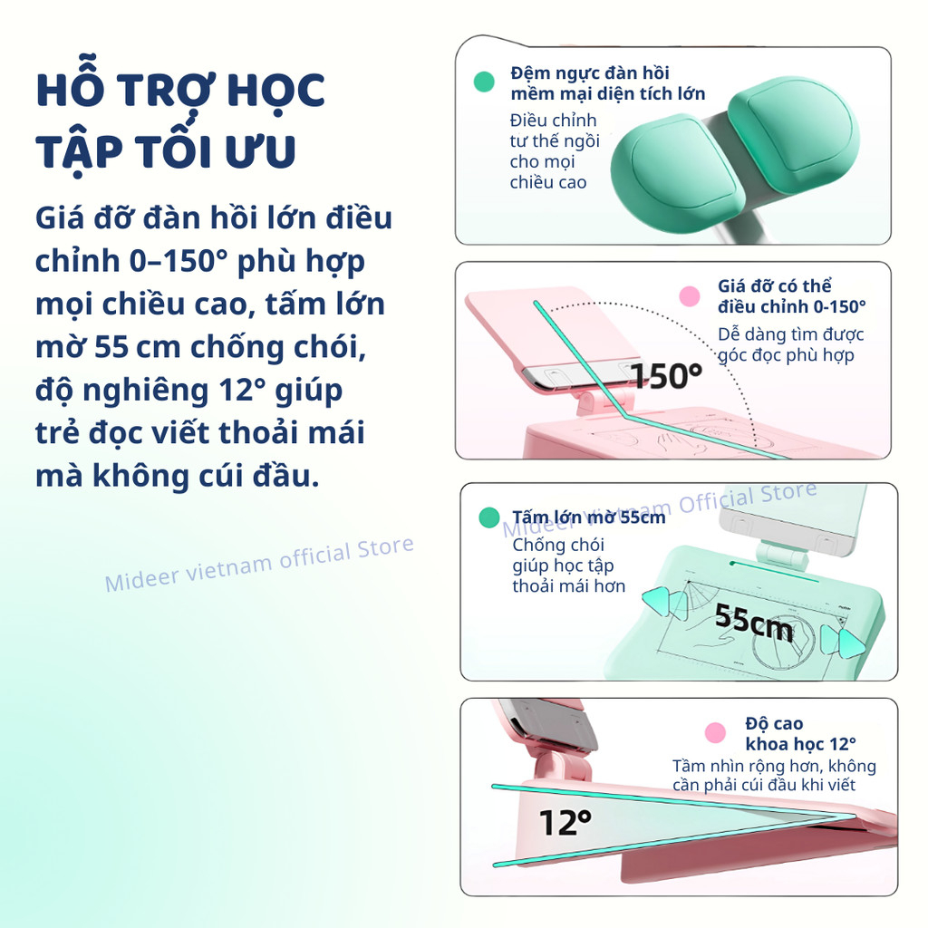 Giá Đỡ Chỉnh Tư Thế Ngồi Học Cho Bé Mideer Sit Right- Pink 3+