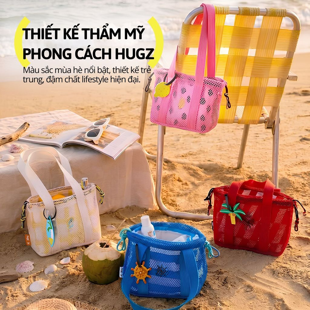 Túi Đi Biển Dây Rút Đa Năng 2In1 Size S Hugz Air Mesh Duo Carryall - Sailing Log