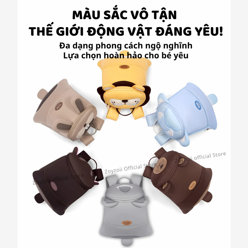 Balo Cho Bé Mầm Non Zoyzoii Animals Shaped Toddler Backpack B28- Gấu Nâu