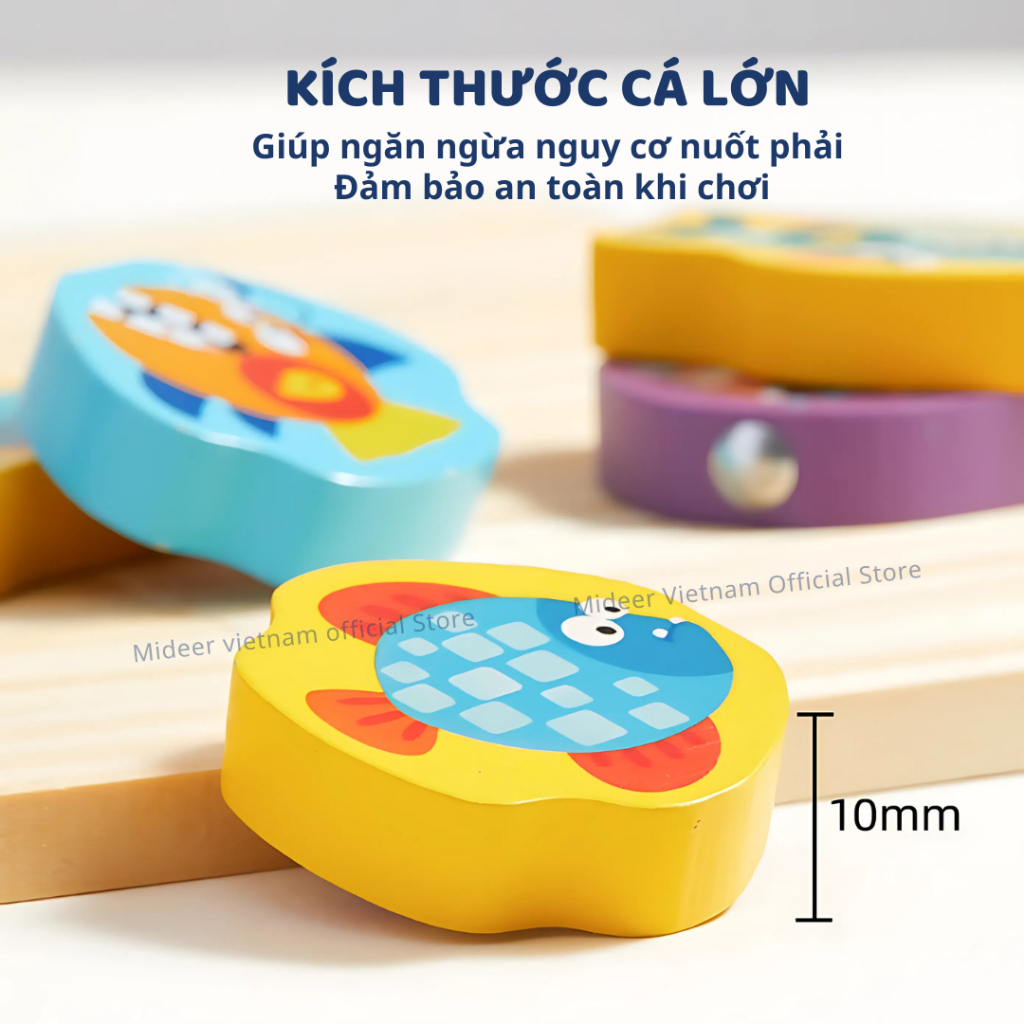 Đồ Chơi Câu Cá Nam Châm Bằng Gỗ Cho Bé Mideer Magnetic Fishing Toy 3+