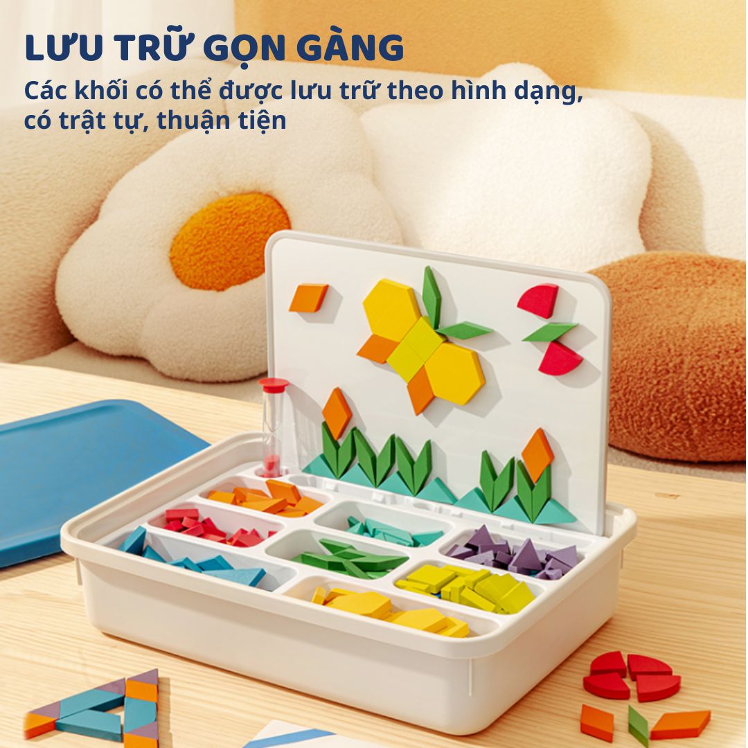Đồ Chơi Xếp Hình Nam Châm Bằng Gỗ 250 Mảnh Mideer Pattern Blocks 3+