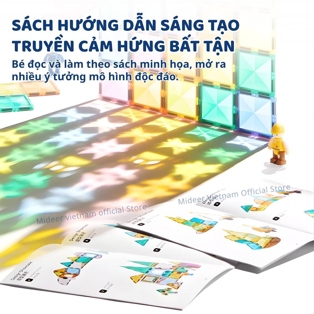 Đồ Chơi Xếp Hình Nam Châm Gia Đình Mideer Colorful Magnetic Tiles 32 Chi Tiết 3+