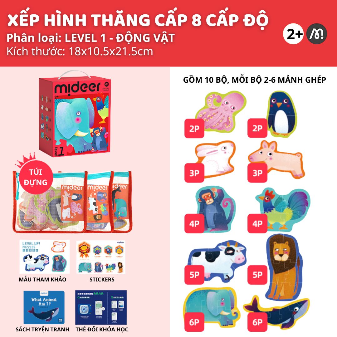 Đồ Chơi Xếp Hình Thăng Cấp Level Up Puzzle- Level 1 Simple Animals 2+