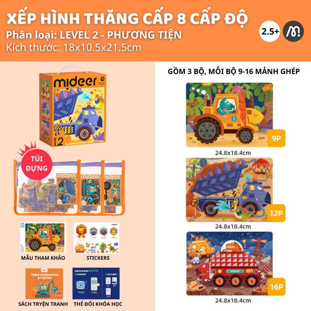 Đồ Chơi Xếp Hình Thăng Cấp Level Up Puzzle- Level 2 Transportation 2+
