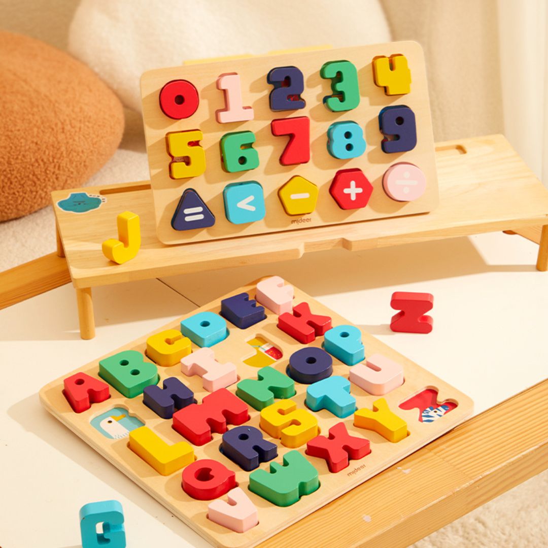 Bảng Ghép Hình Chữ Số Mideer Wooden Peg Puzzles 18m+
