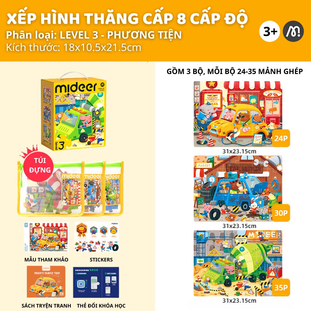 Đồ Chơi Xếp Hình Thăng Cấp Level Up Puzzle- Level 3 City Transportation 3+
