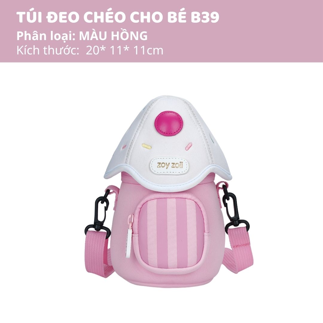 Túi Đeo Chéo Mini Cho Bé Zoyzoii Mushroom Bag B39- Bánh Kem