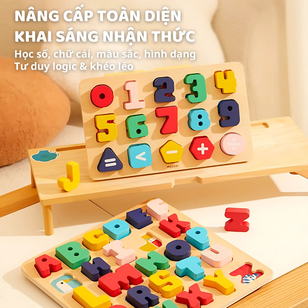 Bảng Ghép Hình Chữ Cái Mideer Wooden Peg Puzzles 18m+