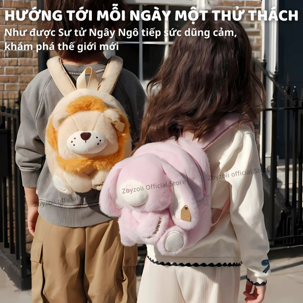 Balo Cho Bé Mầm Non Hình Gấu Bông Zoyzoii Kids Backpack B82 Gấu Nâu