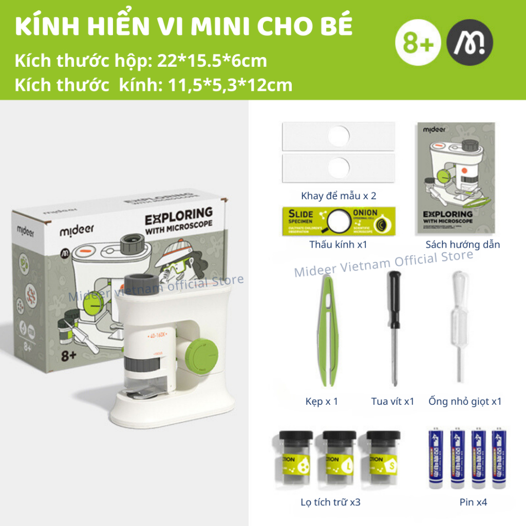 Kính Hiển Vi Mini Cho Bé Mideer Exploring With Microscope 8+