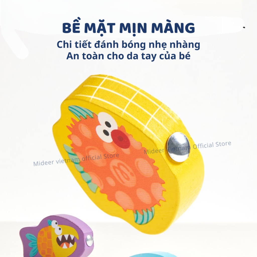 Đồ Chơi Câu Cá Nam Châm Bằng Gỗ Cho Bé Mideer Magnetic Fishing Toy 3+