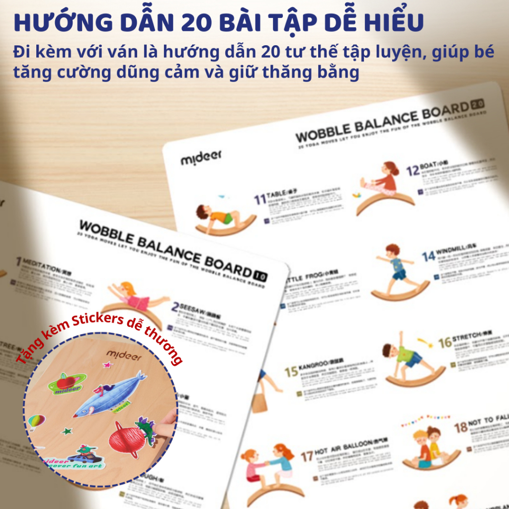 Ván Thăng Bằng Gỗ Cho Bé Mideer Wobble Balance Board 18m+
