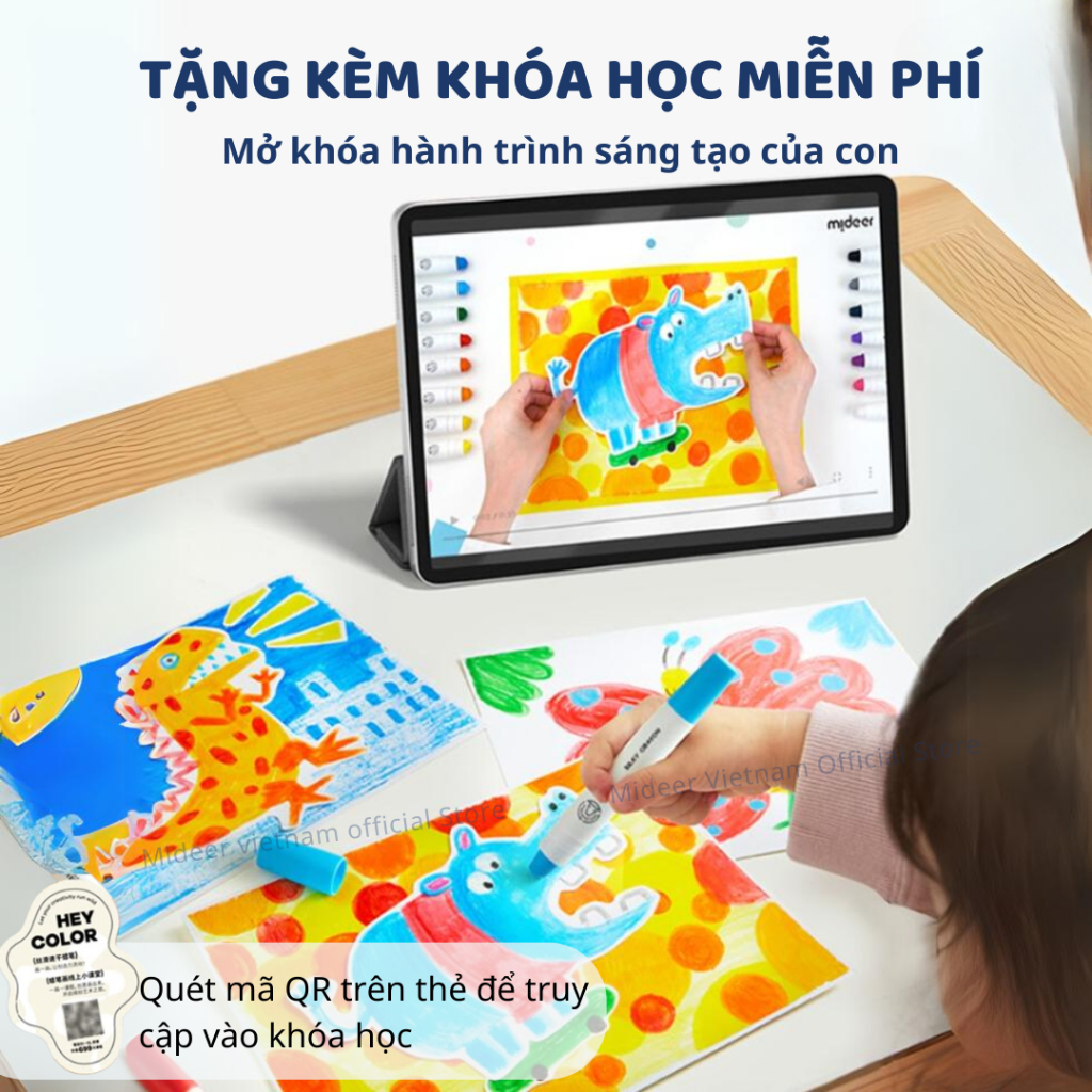 Màu Sáp Lụa Hữu Cơ 12 Màu Mideer Silky Crayons 3+