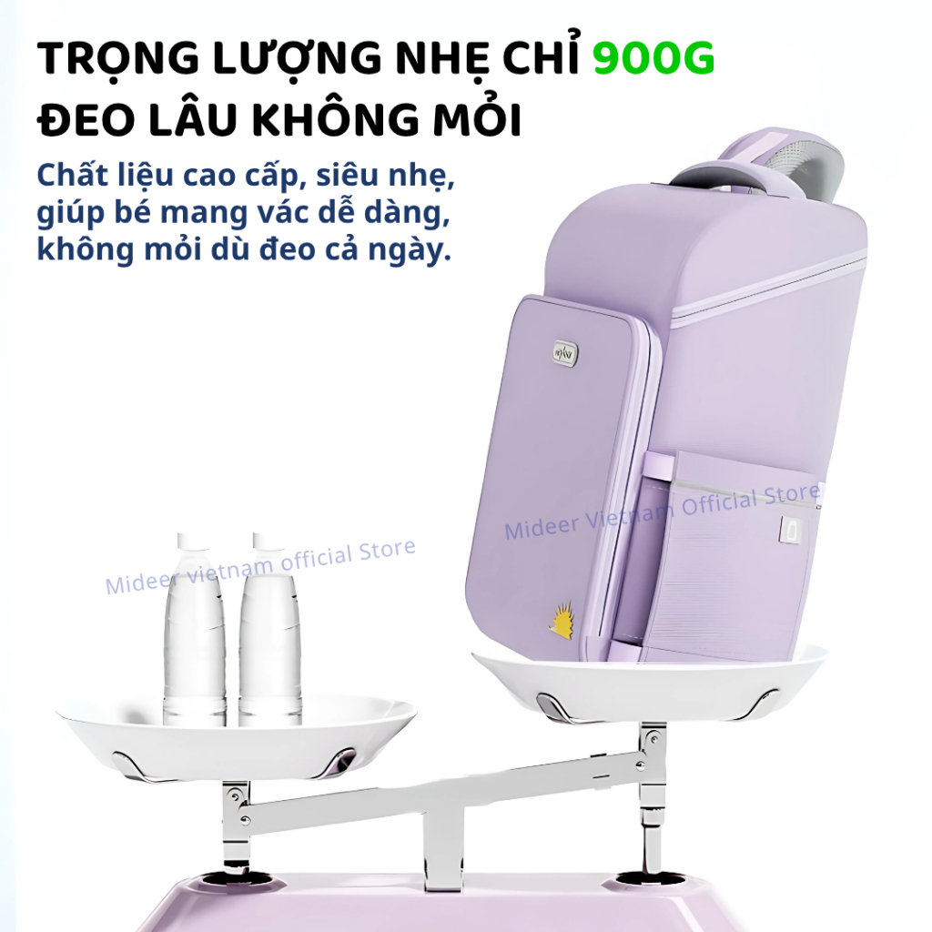 Balo Chống Gù Cho Bé Mideer 3D Waist Relief Backpack- Pink