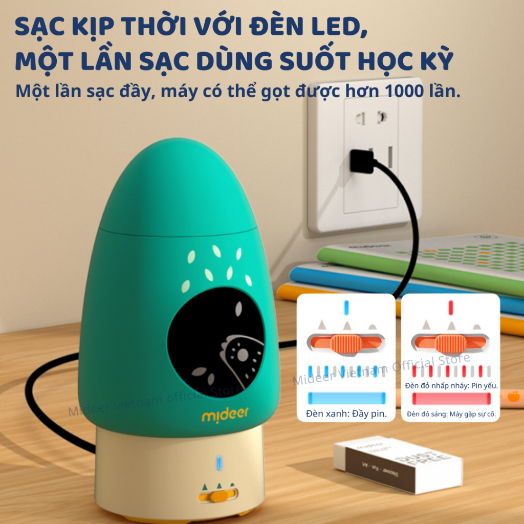 Gọt Bút Chì Điện Tự Động Màu Vàng Mideer Automatic Pencil Sharpener 3+