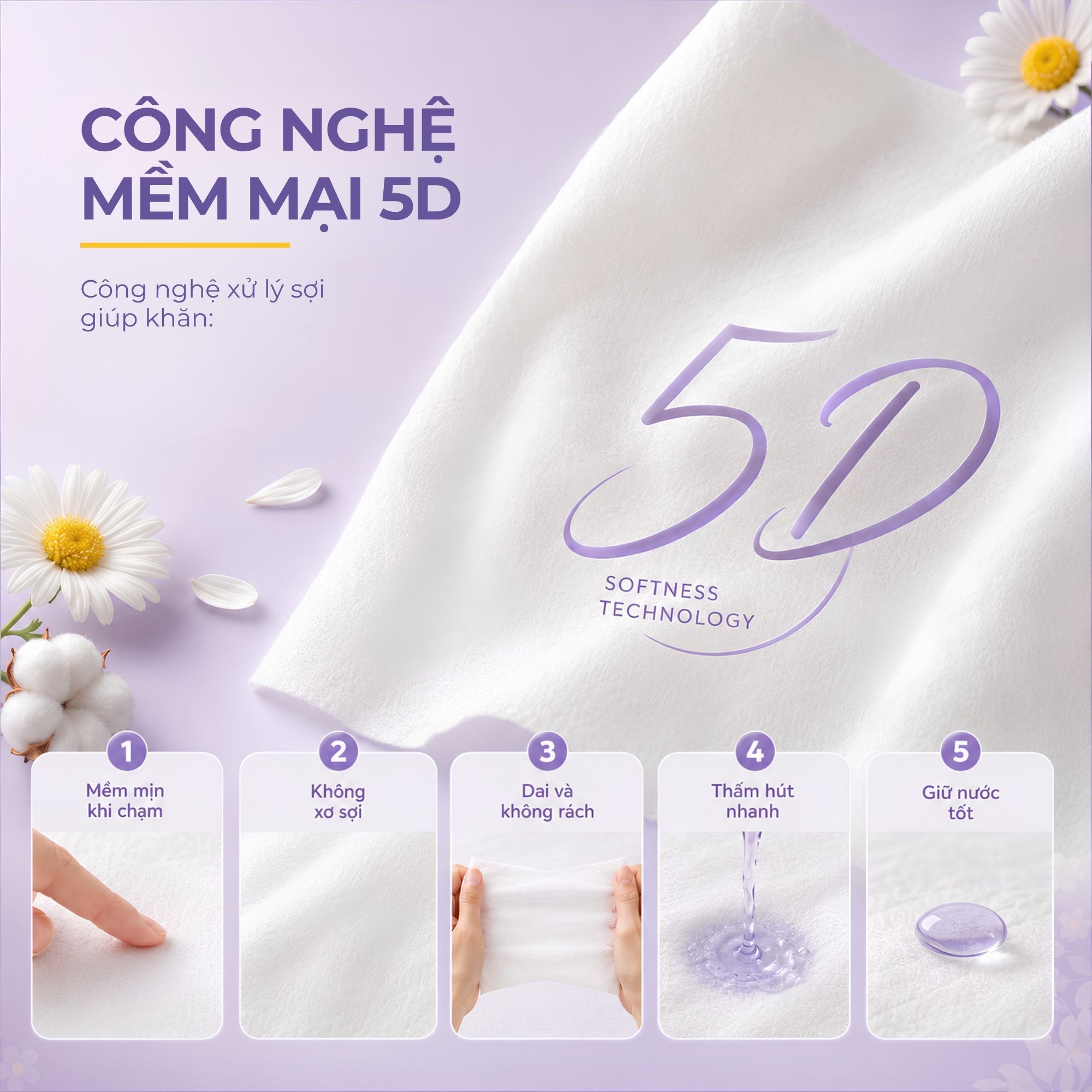 Khăn Lau Mặt Cotton Dùng 1 Lần 60 Tờ Daizy Daily Facial Towel