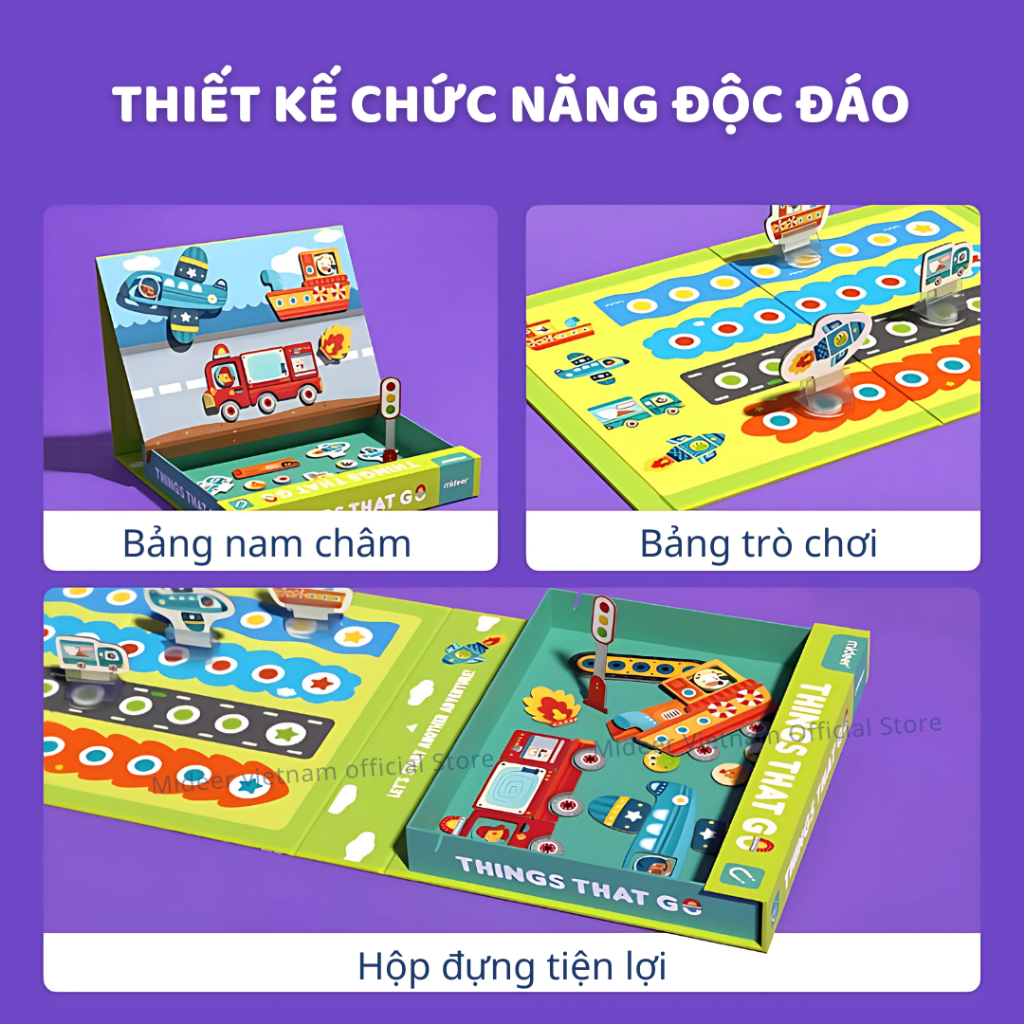 Đồ Chơi Xếp Hình Nam Châm Sáng Tạo Chủ Đề Phương Tiện Mideer Magnetic Game 3+