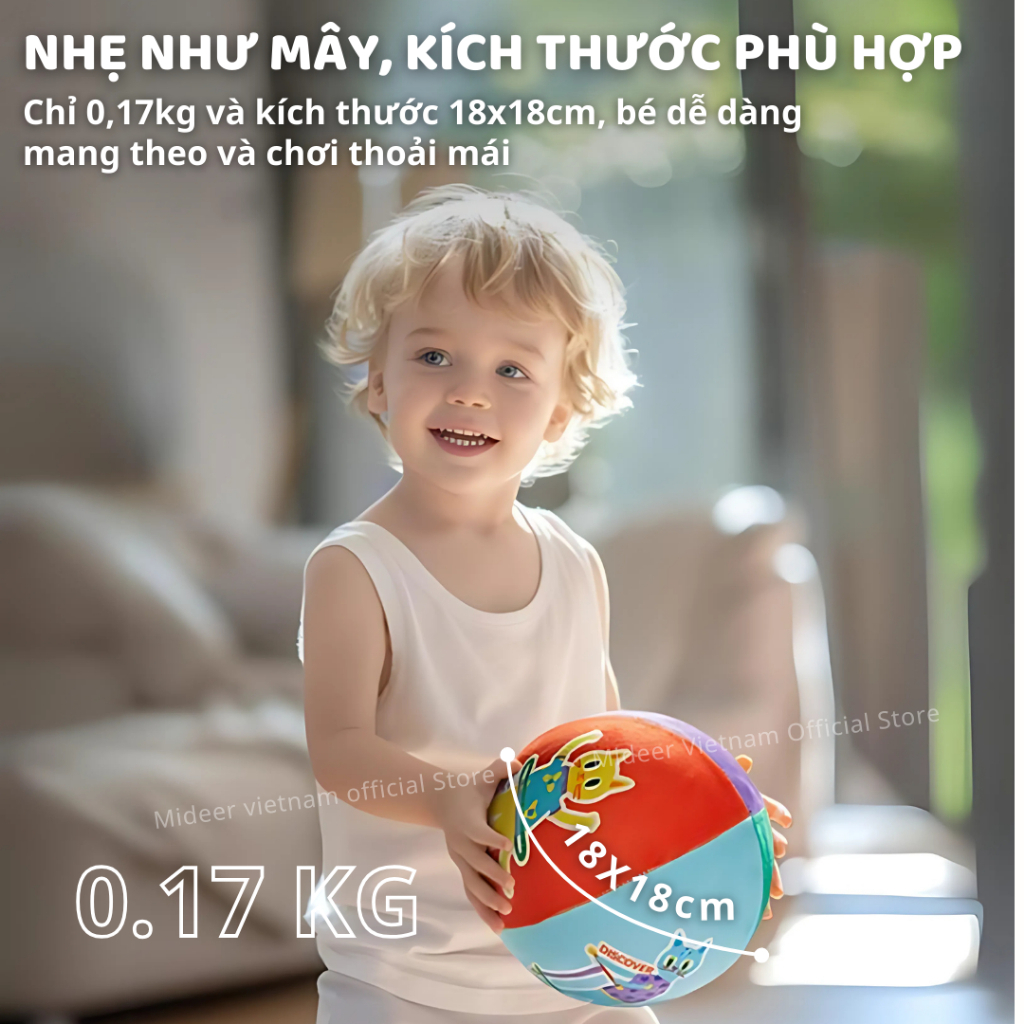 Bóng Vải Cho Bé Sơ Sinh Mideer Silent Bouncy Ball 18m+