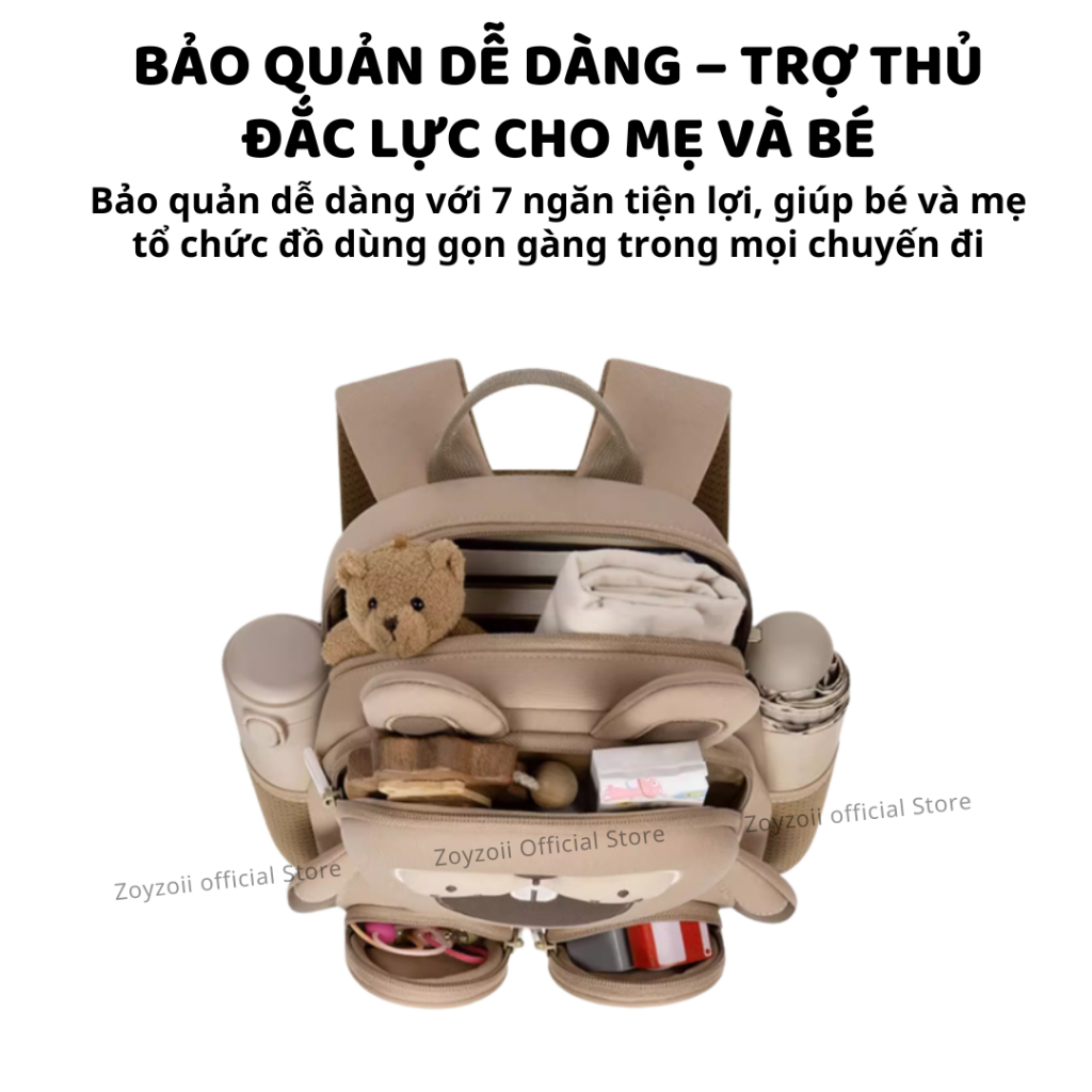 Balo Cho Bé Mầm Non Zoyzoii Forest Animal Backpack B38- Gấu Nâu