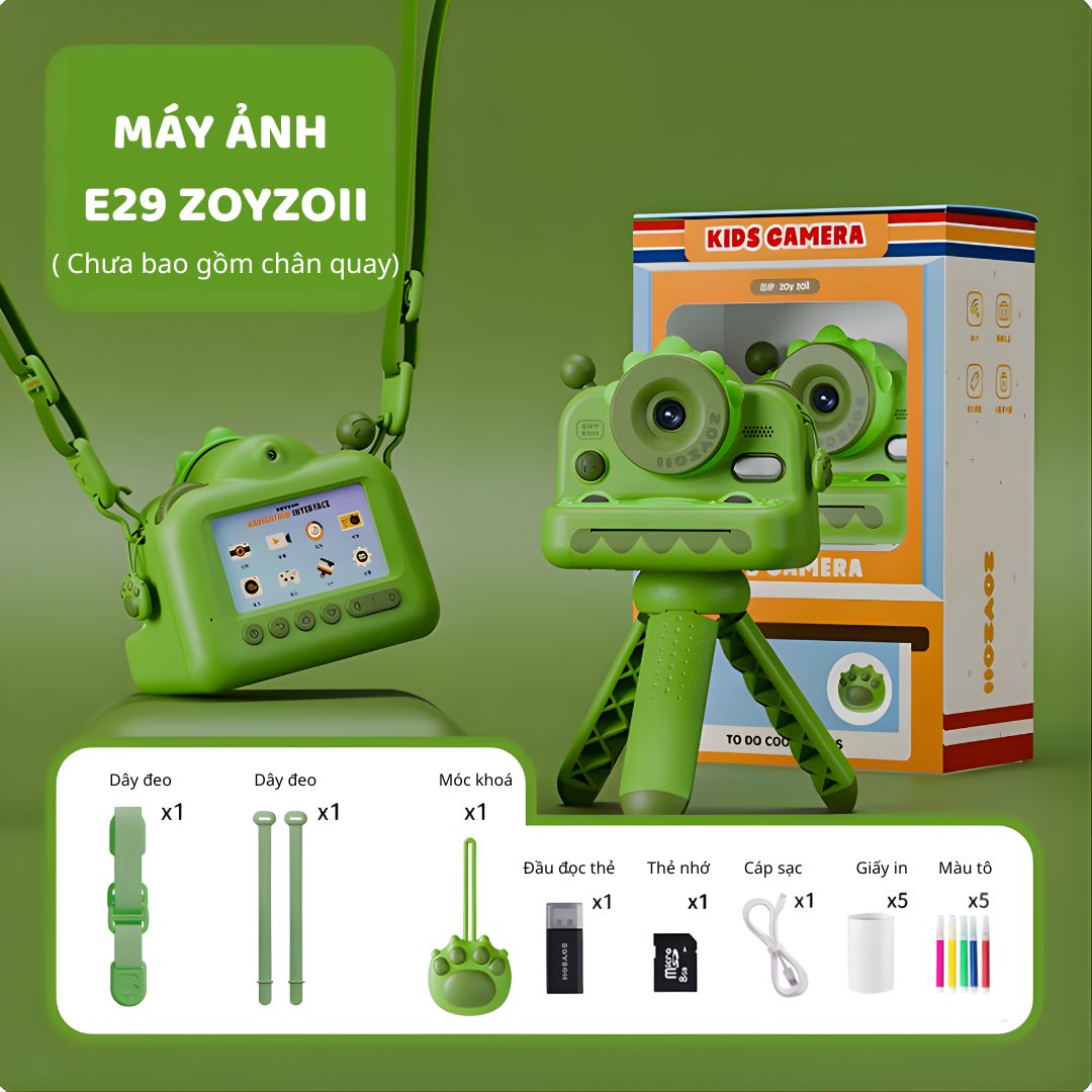 Máy Ảnh Mini Chụp Lấy Liền Cho Bé Zoyzoii Kids Instant Camera E29- Green