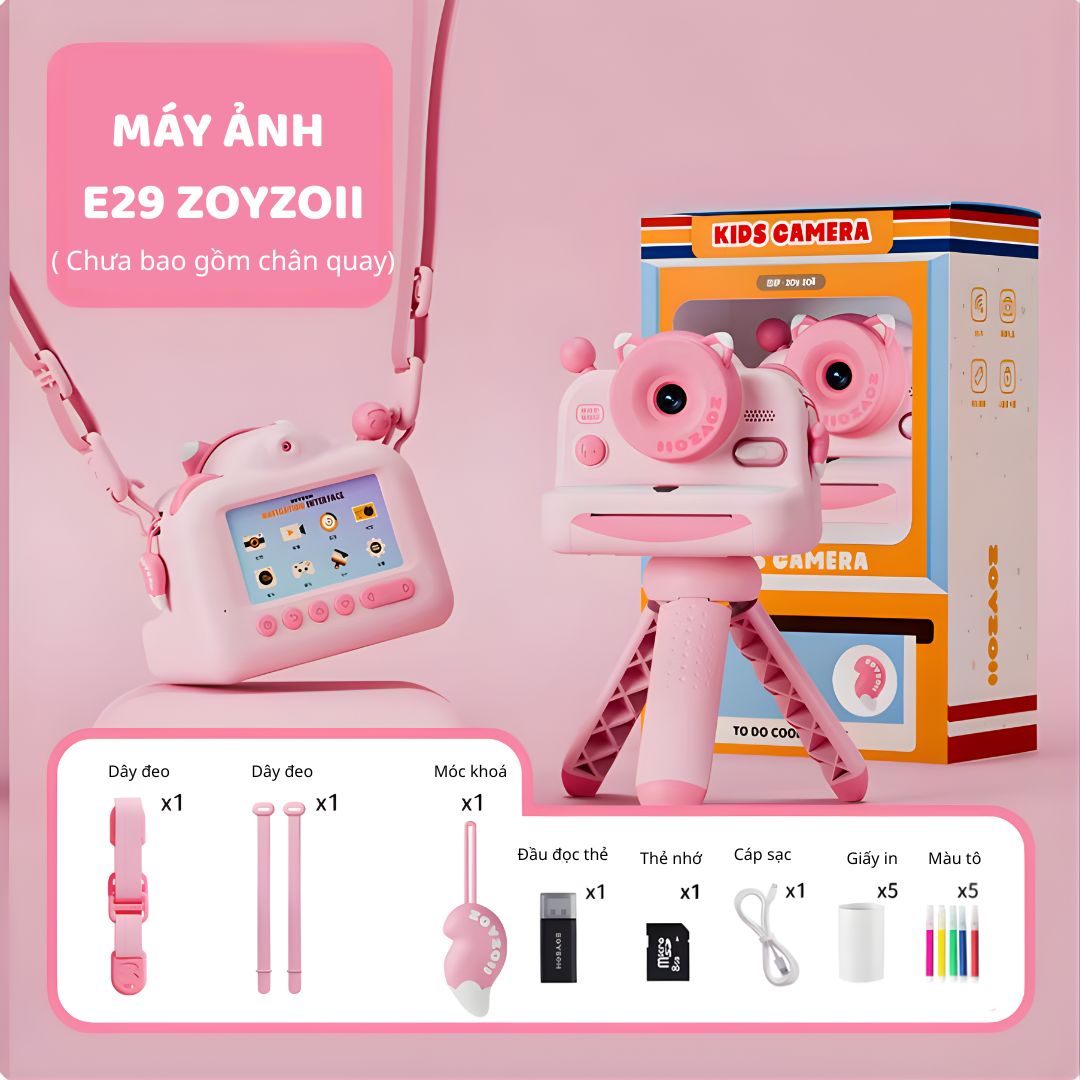 Máy Ảnh Mini Chụp Lấy Liền Cho Bé Zoyzoii Kids Instant Camera E29- Pink