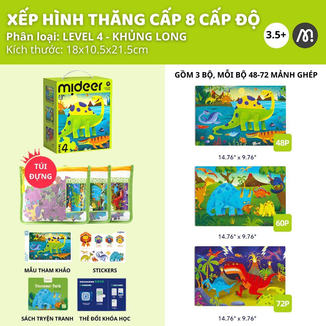 Đồ Chơi Xếp Hình Thăng Cấp Level Up Puzzle- Level 4 Dinosaur's World 3+