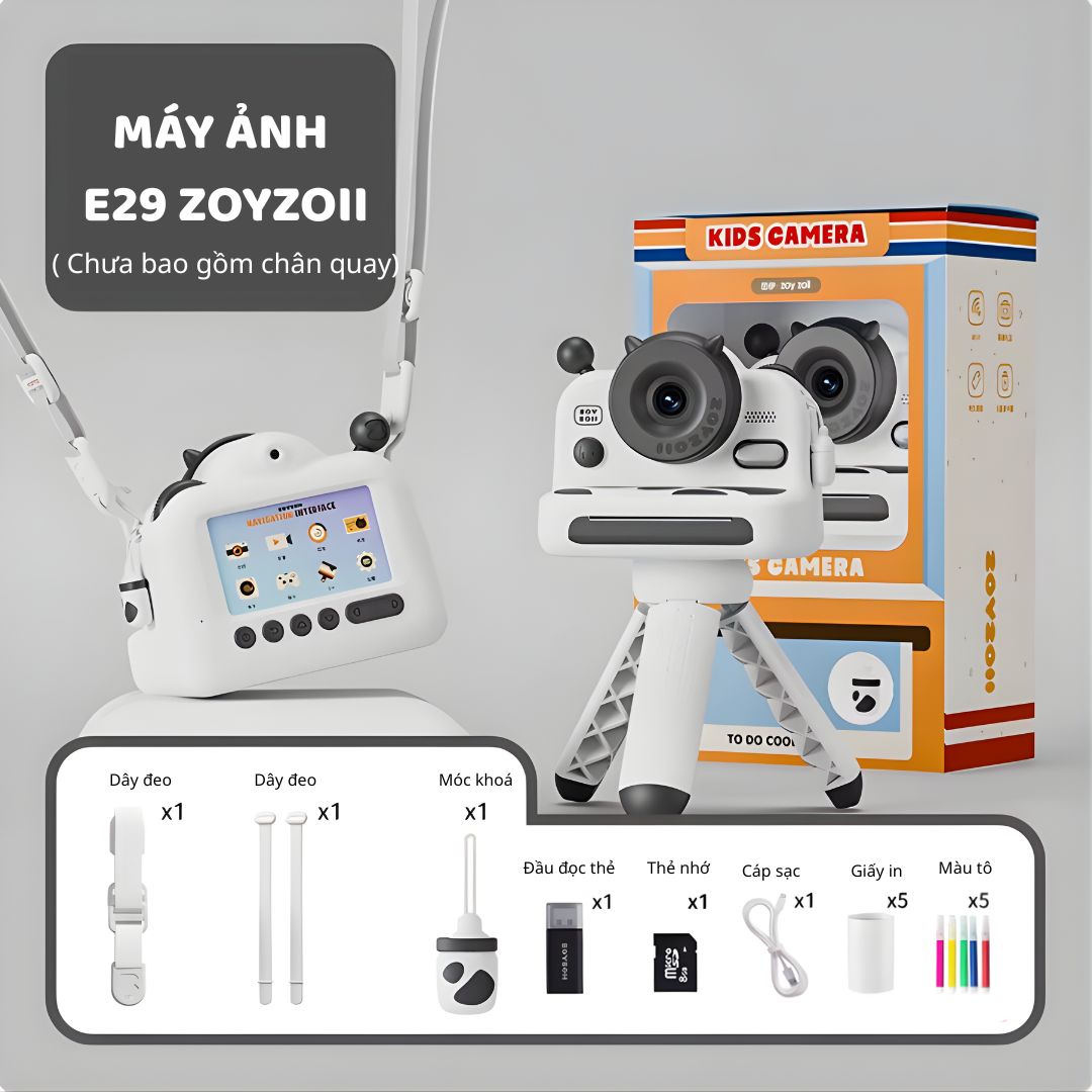 Máy Ảnh Mini Chụp Lấy Liền Cho Bé Zoyzoii Kids Instant Camera E29- White