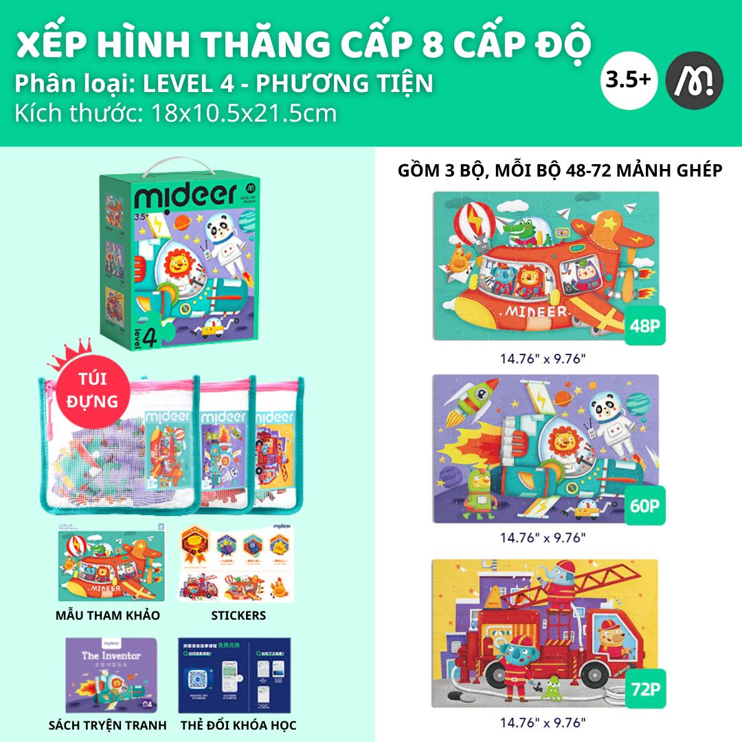Đồ Chơi Xếp Hình Thăng Cấp Level Up Puzzle- Level 4 Transportation 3+