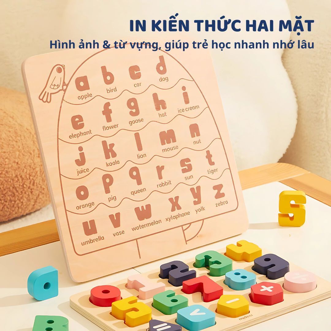 Bảng Ghép Hình Chữ Cái Mideer Wooden Peg Puzzles 18m+