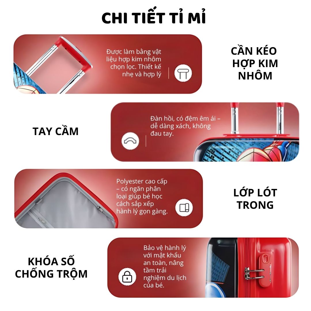 Vali 3D Cho Bé Du Lịch 20 Inches Mesuca Marvel- Spider Man