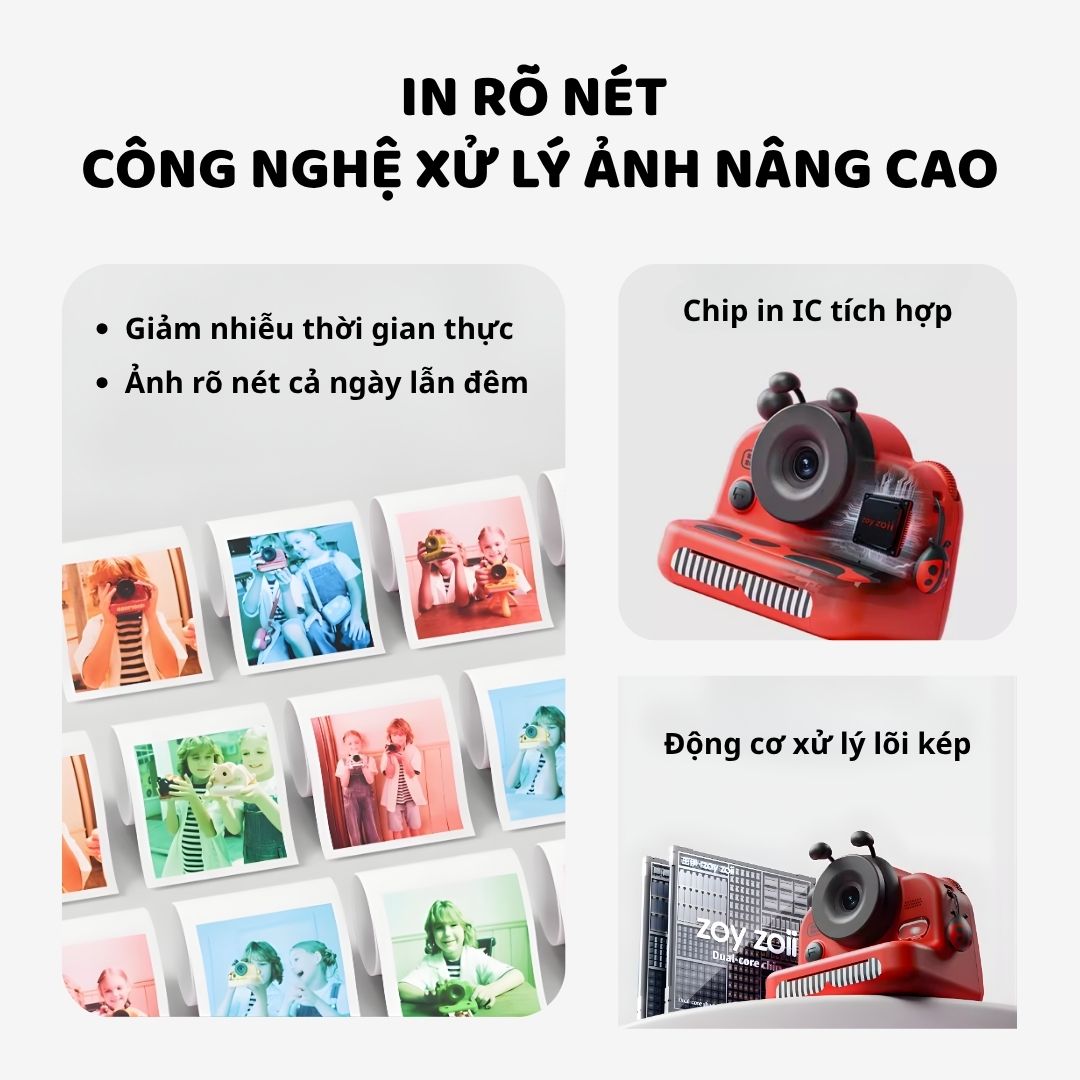 Máy Ảnh Mini Chụp Lấy Liền Cho Bé Zoyzoii Kids Instant Camera E29- White