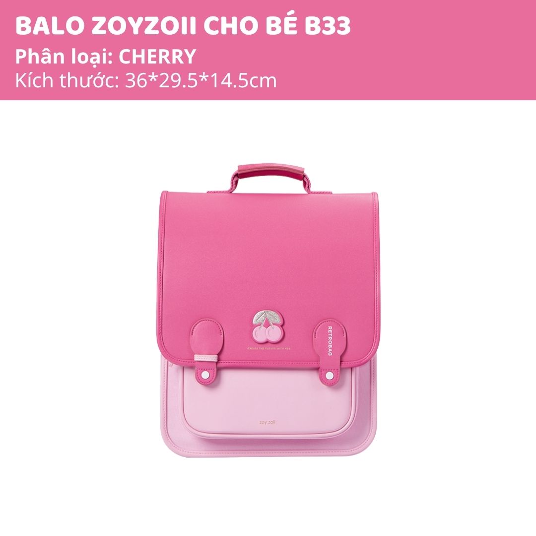 Balo Chống Gù Cho Bé Tiểu Học Zoyzoii Vintage Backpack B33 Quả Cherry