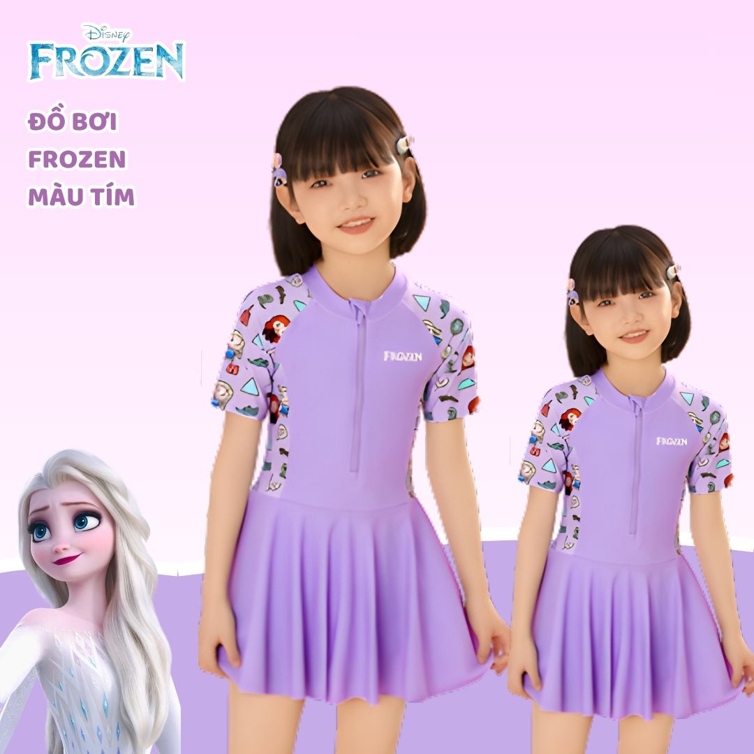 Đồ bơi Cho Bé Gái Size 14 Chính Hãng Mesuca Disney Frozen- Elsa Tím