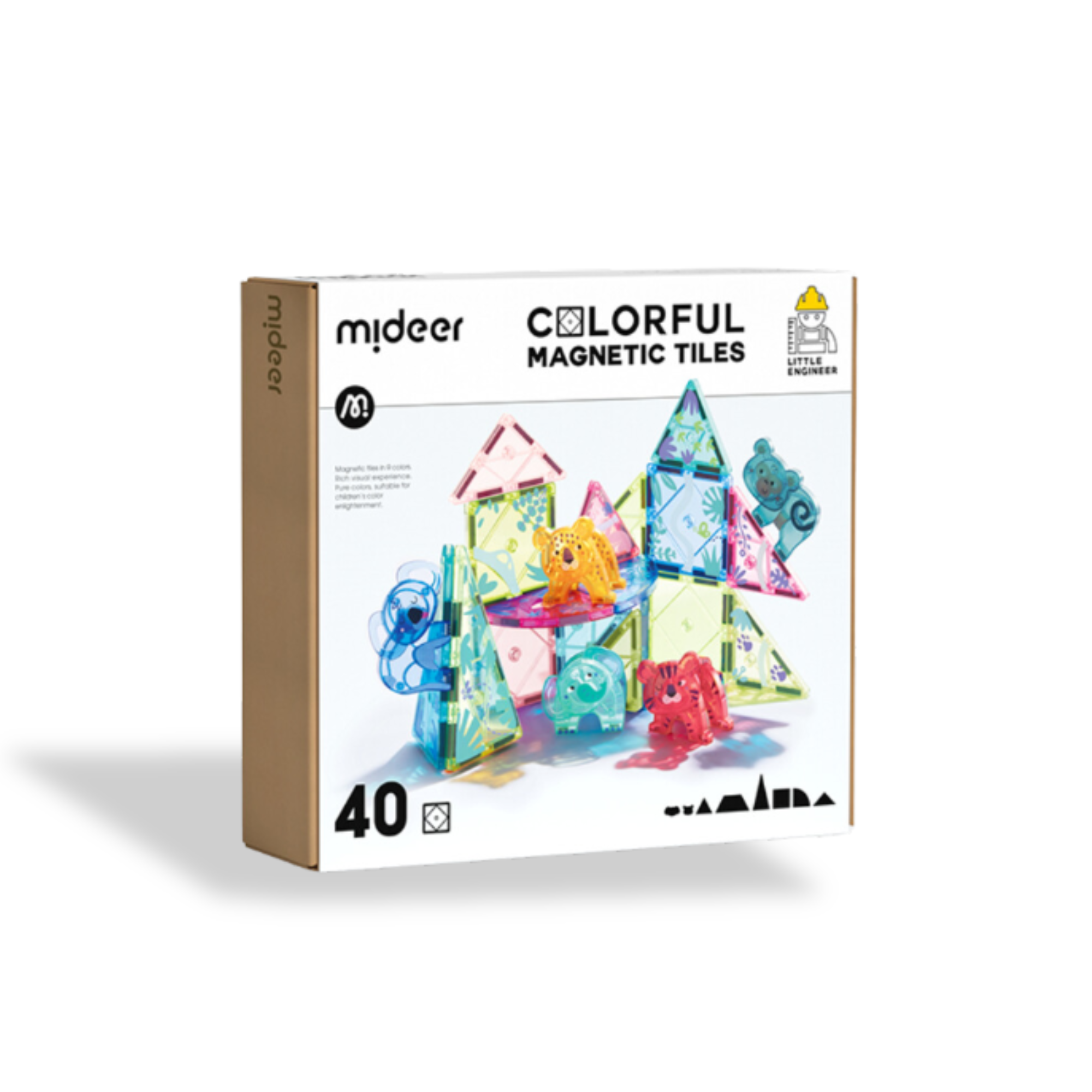 Đồ Chơi Xếp Hình Nam Châm Cho Bé Mideer Colorful Magnetic Tiles 40 Chi Tiết 3+