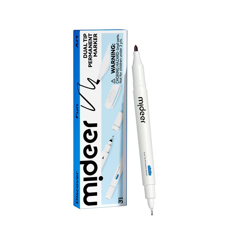 Bút Lông Dầu 2 Đầu Mideer Dual Tip Permanent Marker 3+