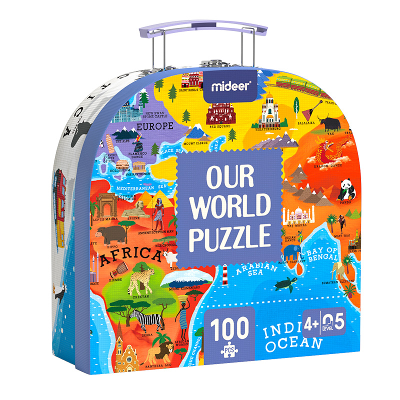 Đồ Chơi Xếp Hình Thế Giới 104 Mảnh Mideer Vali Gift Box Puzzle 4+