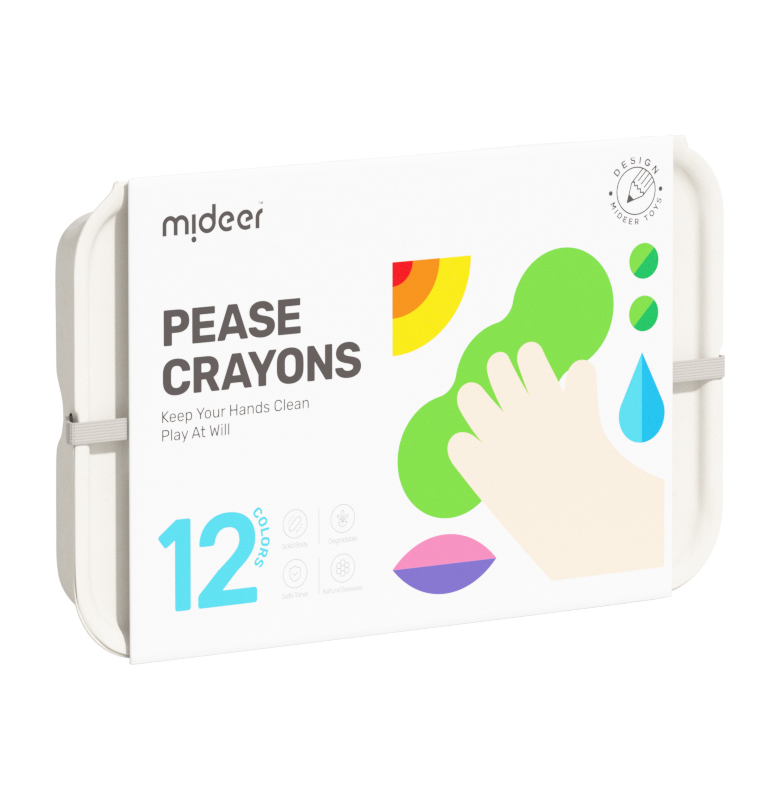 Màu Sáp Lụa Hạt Đậu 12 Màu Mideer Pease Crayons 2+