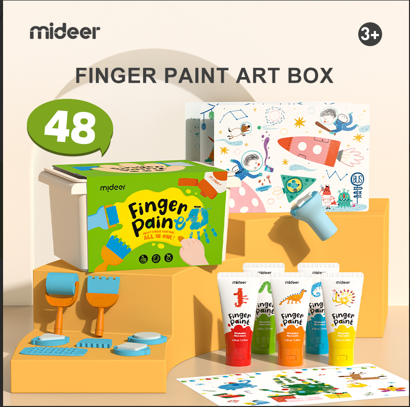 Màu Vẽ Tay Kèm Dụng Cụ 48 Chi Tiết Mideer Finger Paint Set 3+