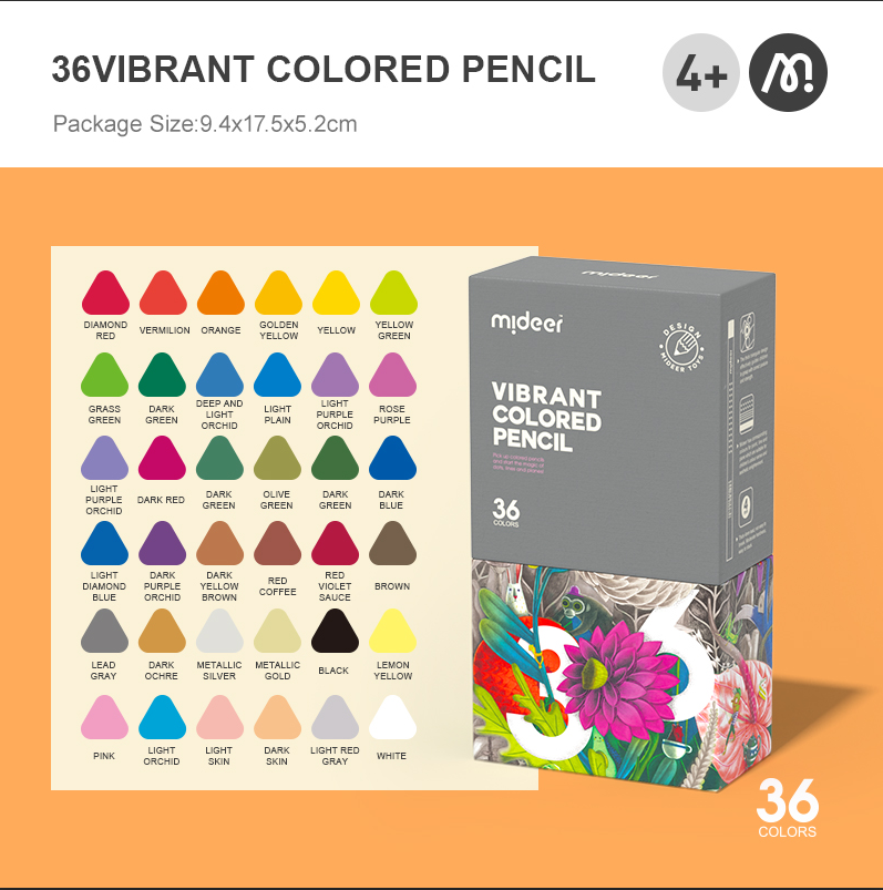 Bút Chì Màu Cho Bé 36 Màu Mideer Vibrant Colored Pencil 3+