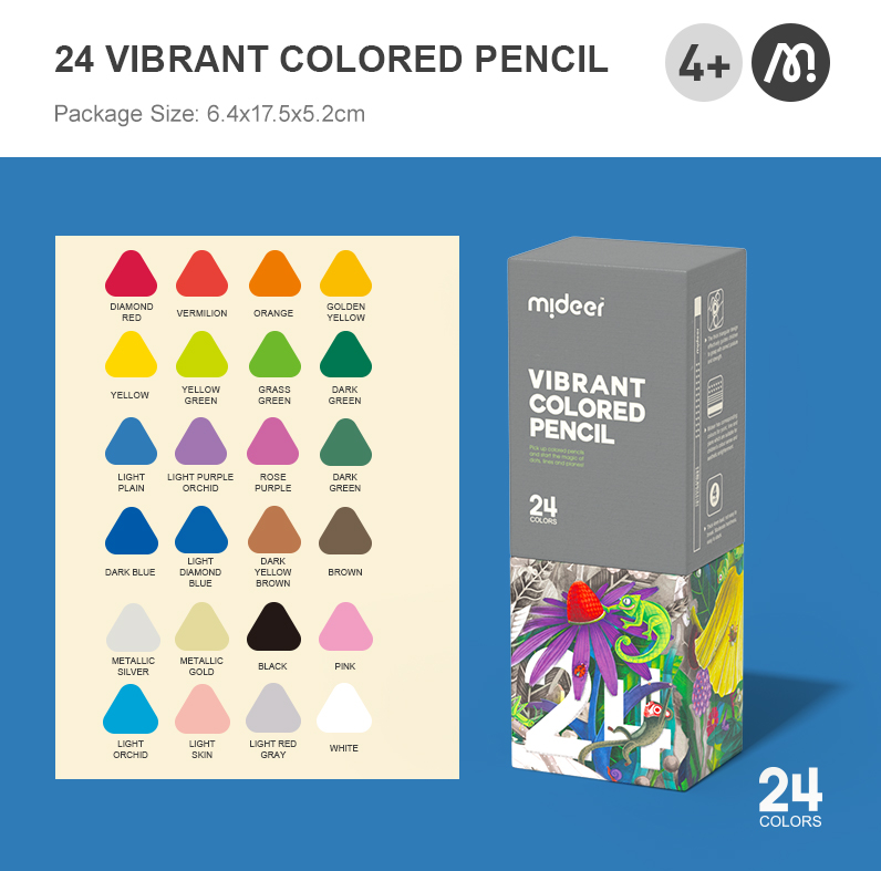 Bút Chì Màu Cho Bé 24 Màu Mideer Vibrant Colored Pencil 3+