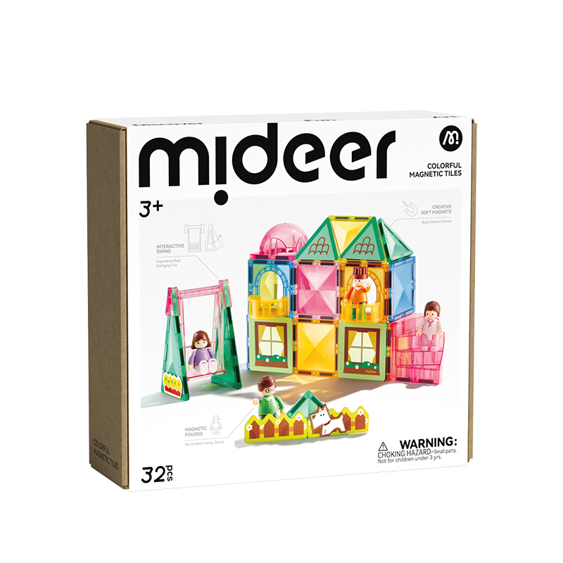 Đồ Chơi Xếp Hình Nam Châm Gia Đình Mideer Colorful Magnetic Tiles 32 Chi Tiết 3+