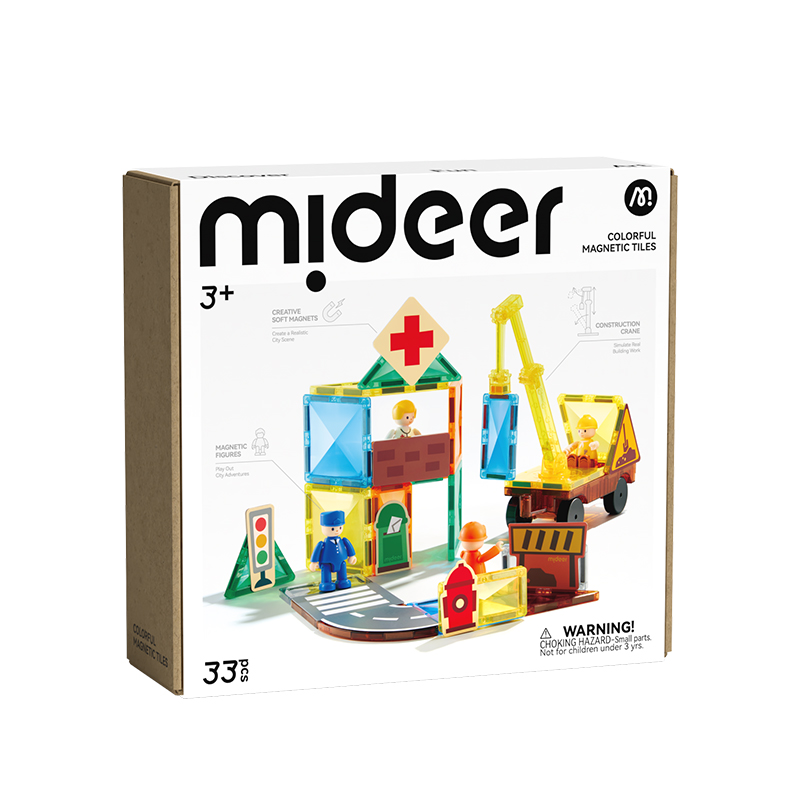 Đồ Chơi Xếp Hình Nam Châm Công Trường Mideer Colorful Magnetic Tiles 33 Chi Tiết 3+