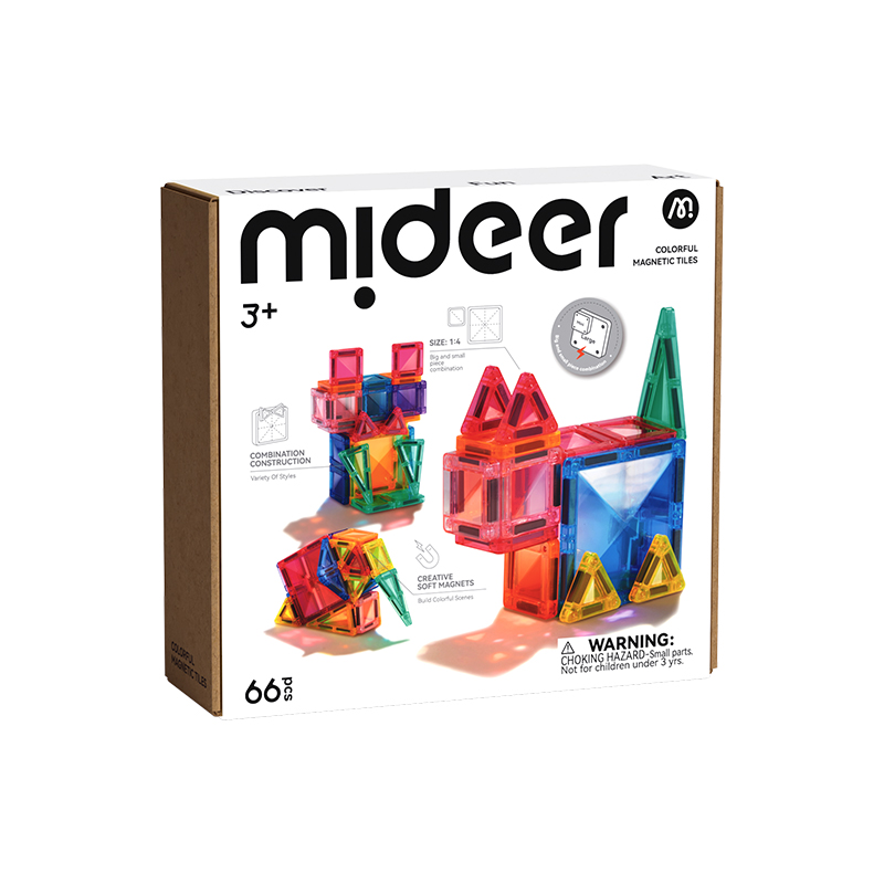 Đồ Chơi Xếp Hình Nam Châm Mini Mideer Colorful Magnetic Tiles 66 Chi Tiết 3+