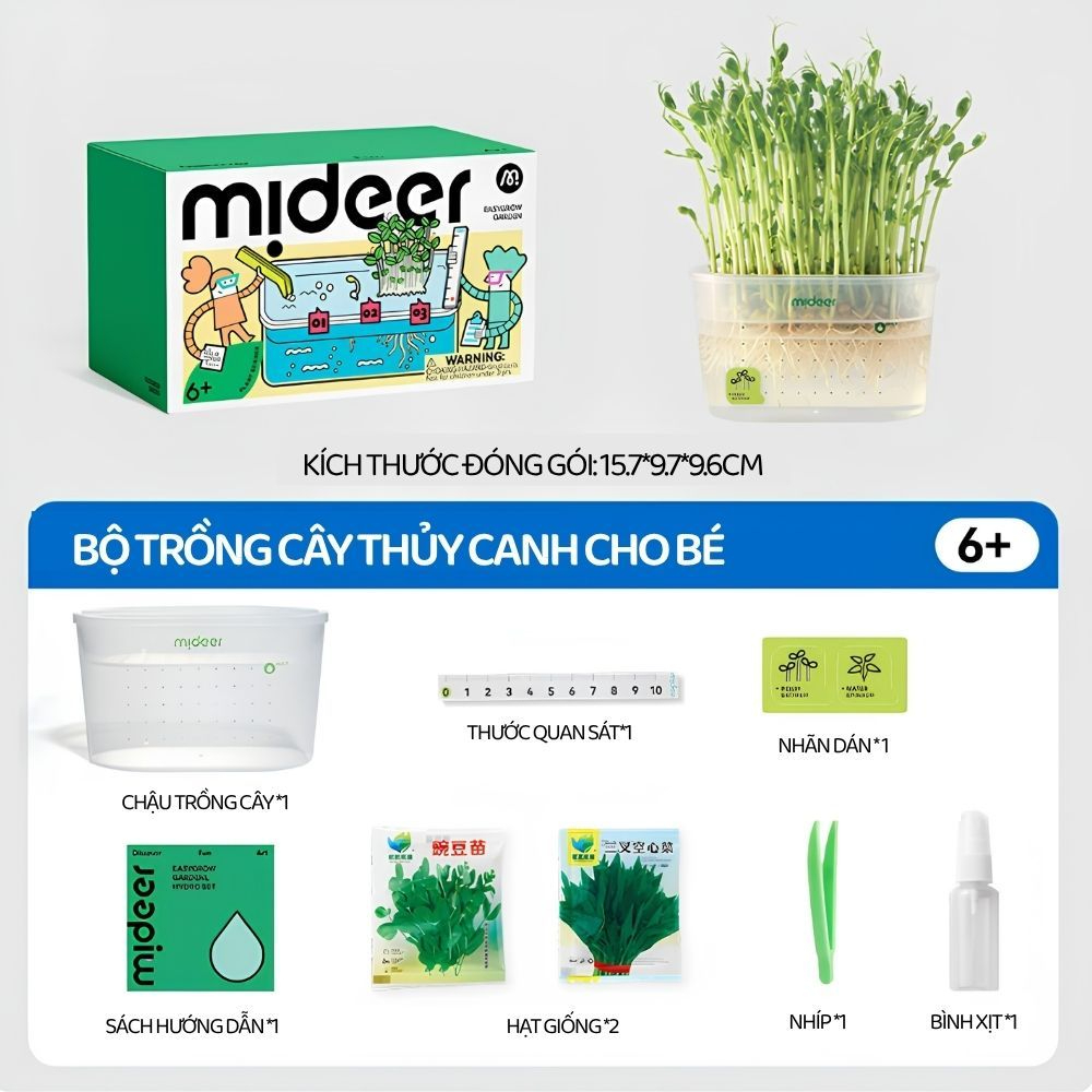 Bộ Trồng Cây Thủy Canh Cho Bé Mideer EasyGrow Garden - Hydro Set 6+