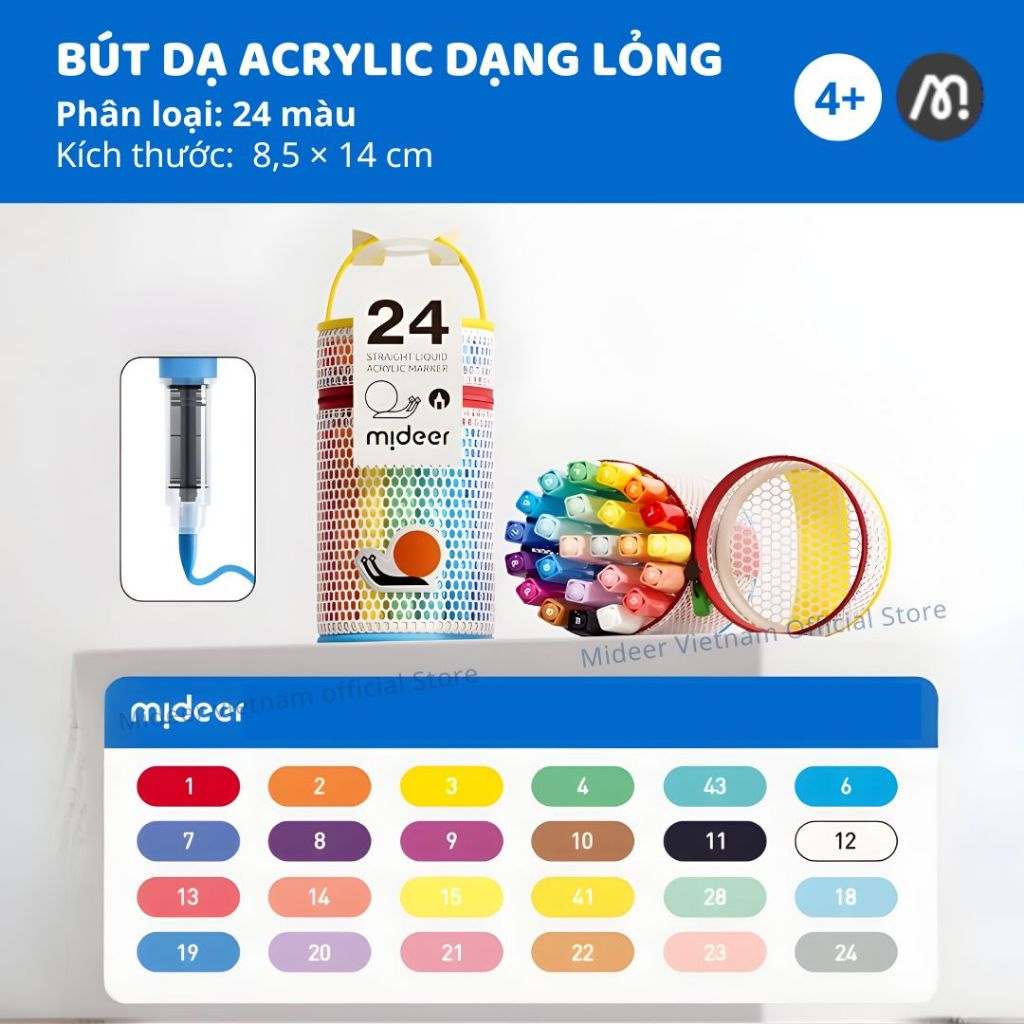 Bút Màu Acrylic Cho Bé Straight Liquid Acrylic Marker - 24 Màu