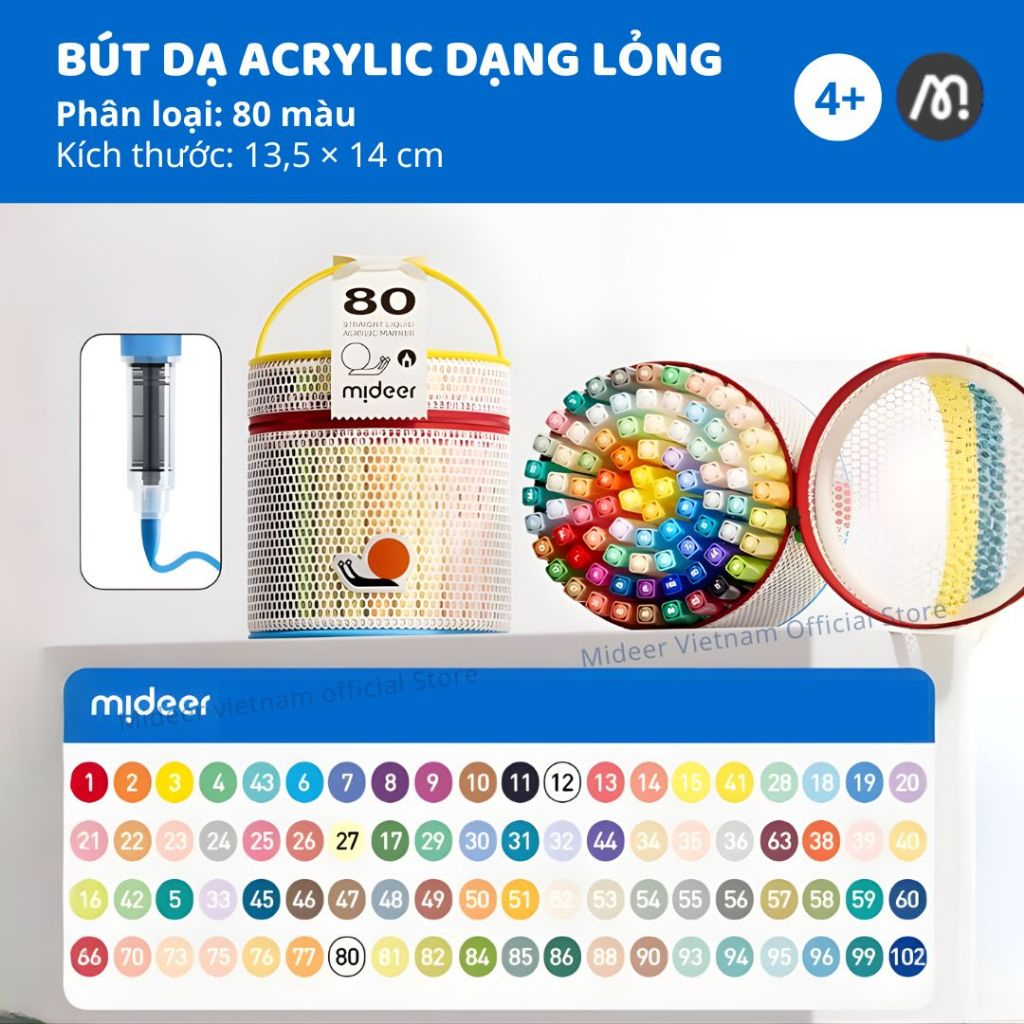Bút Màu Acrylic Cho Bé Straight Liquid Acrylic Marker - 80 Màu