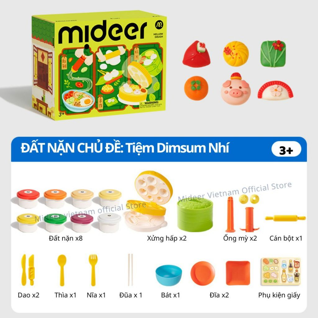 Đồ Chơi Đất Nặn Hữu Cơ Dùng Nhiều Lần Mideer Mellow Dough – Chinese Treats House 3+